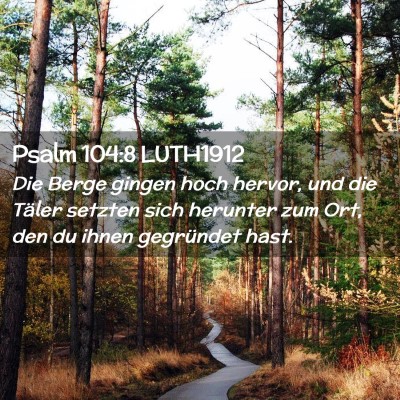Picture 02 - Psalm 104:8 LUTH1912 - Die Berge gingen hoch hervor, und die Täler - Bible Verse Picture