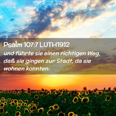 Picture 02 - Psalm 107:7 LUTH1912 - und führte sie einen richtigen Weg, daß sie - Bible Verse Picture