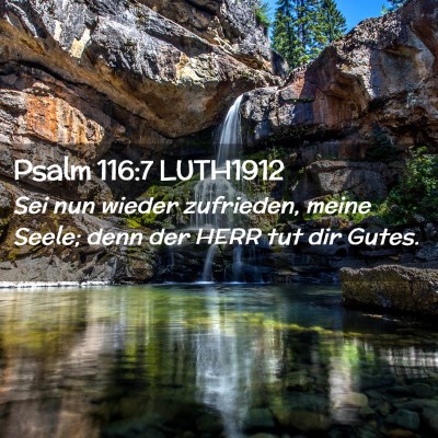 Picture 02 - Psalm 116:7 LUTH1912 - Sei nun wieder zufrieden, meine Seele; denn der - Bible Verse Picture