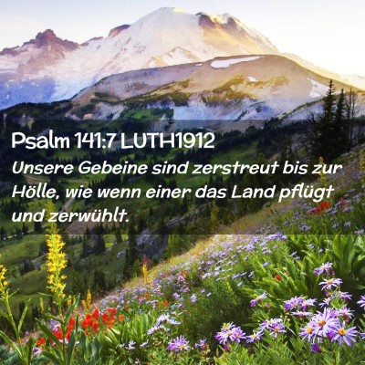 Picture 02 - Psalm 141:7 LUTH1912 - Unsere Gebeine sind zerstreut bis zur Hölle, wie - Bible Verse Picture