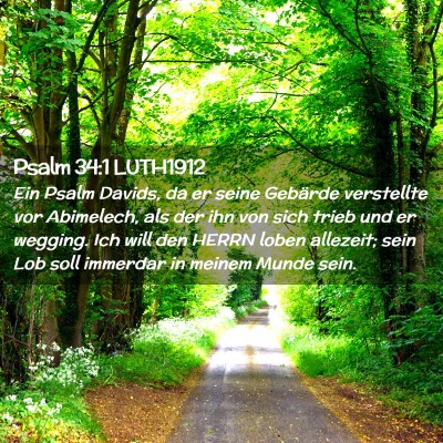 Picture 02 - Psalm 34:1 LUTH1912 - Ein Psalm Davids, da er seine Gebärde verstellte - Bible Verse Picture