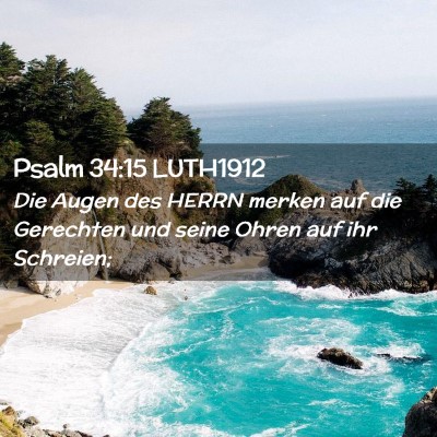 Picture 02 - Psalm 34:15 LUTH1912 - Die Augen des HERRN merken auf die Gerechten und - Bible Verse Picture