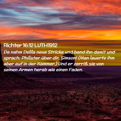 Picture 02 - Richter 16:12 LUTH1912 - Da nahm Delila neue Stricke und band ihn damit - Bible Verse Picture