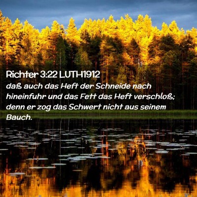 Picture 02 - Richter 3:22 LUTH1912 - daß auch das Heft der Schneide nach hineinfuhr - Bible Verse Picture