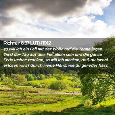 Picture 02 - Richter 6:37 LUTH1912 - so will ich ein Fell mit der Wolle auf die Tenne - Bible Verse Picture