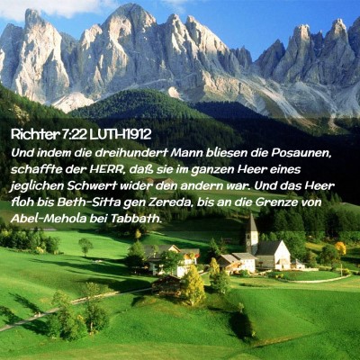 Picture 02 - Richter 7:22 LUTH1912 - Und indem die dreihundert Mann bliesen die - Bible Verse Picture
