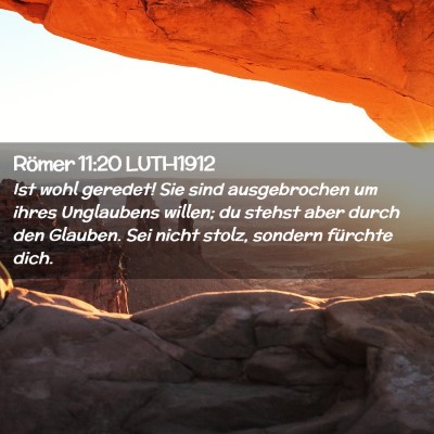 Picture 02 - Römer 11:20 LUTH1912 - Ist wohl geredet! Sie sind ausgebrochen um ihres - Bible Verse Picture