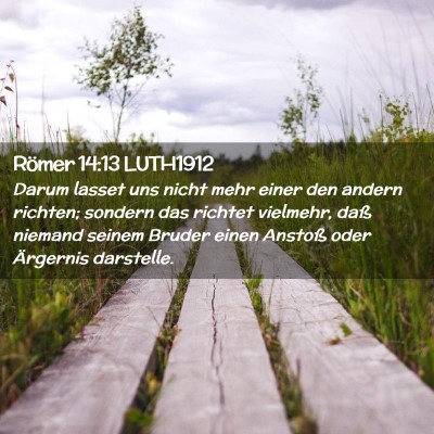 Picture 02 - Römer 14:13 LUTH1912 - Darum lasset uns nicht mehr einer den andern - Bible Verse Picture