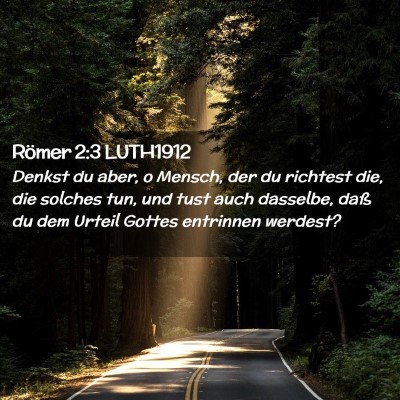 Picture 02 - Römer 2:3 LUTH1912 - Denkst du aber, o Mensch, der du richtest die, - Bible Verse Picture