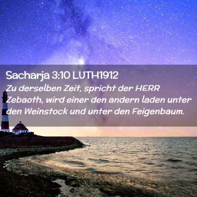 Picture 02 - Sacharja 3:10 LUTH1912 - Zu derselben Zeit, spricht der HERR Zebaoth, wird - Bible Verse Picture