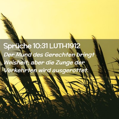 Picture 02 - Sprüche 10:31 LUTH1912 - Der Mund des Gerechten bringt Weisheit; aber die - Bible Verse Picture