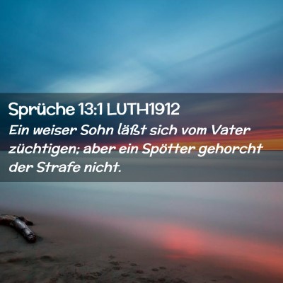 Picture 02 - Sprüche 13:1 LUTH1912 - Ein weiser Sohn läßt sich vom Vater züchtigen; - Bible Verse Picture