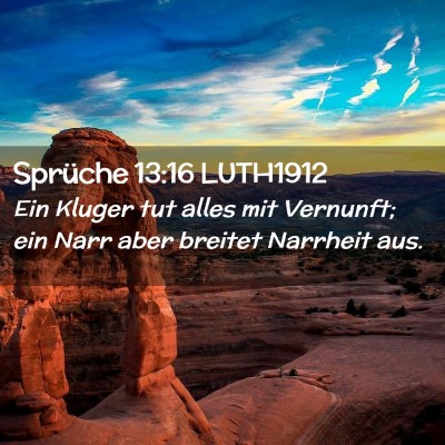 Picture 02 - Sprüche 13:16 LUTH1912 - Ein Kluger tut alles mit Vernunft; ein Narr aber - Bible Verse Picture