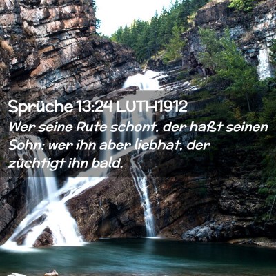 Picture 02 - Sprüche 13:24 LUTH1912 - Wer seine Rute schont, der haßt seinen Sohn; wer - Bible Verse Picture