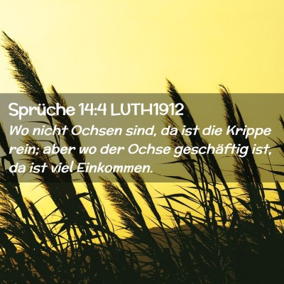Picture 02 - Sprüche 14:4 LUTH1912 - Wo nicht Ochsen sind, da ist die Krippe rein; - Bible Verse Picture