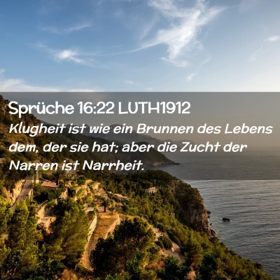 Picture 02 - Sprüche 16:22 LUTH1912 - Klugheit ist wie ein Brunnen des Lebens dem, der - Bible Verse Picture