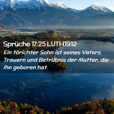 Picture 02 - Sprüche 17:25 LUTH1912 - Ein törichter Sohn ist seines Vaters Trauern und - Bible Verse Picture