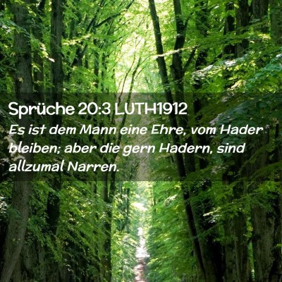 Picture 02 - Sprüche 20:3 LUTH1912 - Es ist dem Mann eine Ehre, vom Hader bleiben; - Bible Verse Picture