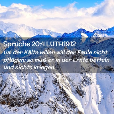 Picture 02 - Sprüche 20:4 LUTH1912 - Um der Kälte willen will der Faule nicht - Bible Verse Picture