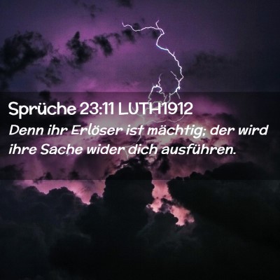 Picture 02 - Sprüche 23:11 LUTH1912 - Denn ihr Erlöser ist mächtig; der wird ihre - Bible Verse Picture