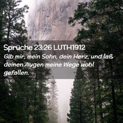 Picture 02 - Sprüche 23:26 LUTH1912 - Gib mir, mein Sohn, dein Herz, und laß deinen - Bible Verse Picture