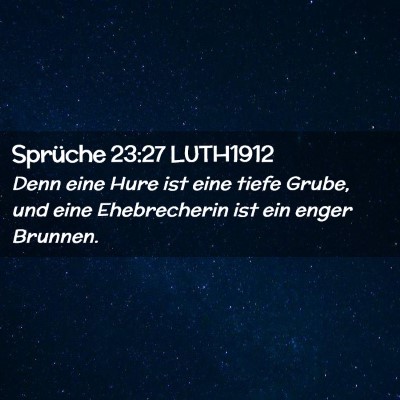 Picture 02 - Sprüche 23:27 LUTH1912 - Denn eine Hure ist eine tiefe Grube, und eine - Bible Verse Picture