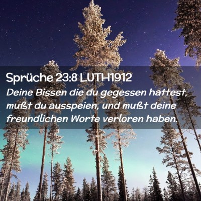 Picture 02 - Sprüche 23:8 LUTH1912 - Deine Bissen die du gegessen hattest, mußt du - Bible Verse Picture