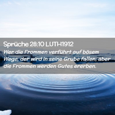 Picture 02 - Sprüche 28:10 LUTH1912 - Wer die Frommen verführt auf bösem Wege, der - Bible Verse Picture
