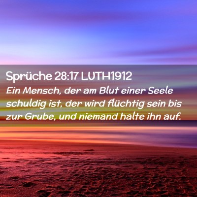 Picture 02 - Sprüche 28:17 LUTH1912 - Ein Mensch, der am Blut einer Seele schuldig ist, - Bible Verse Picture