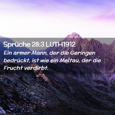 Picture 02 - Sprüche 28:3 LUTH1912 - Ein armer Mann, der die Geringen bedrückt, ist - Bible Verse Picture