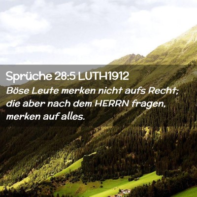 Picture 02 - Sprüche 28:5 LUTH1912 - Böse Leute merken nicht aufs Recht; die aber - Bible Verse Picture