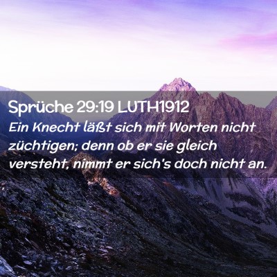 Picture 02 - Sprüche 29:19 LUTH1912 - Ein Knecht läßt sich mit Worten nicht - Bible Verse Picture