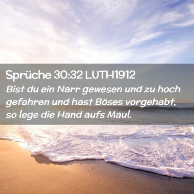 Picture 02 - Sprüche 30:32 LUTH1912 - Bist du ein Narr gewesen und zu hoch gefahren und - Bible Verse Picture