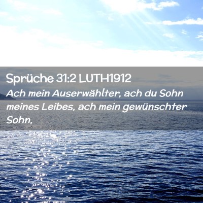 Picture 02 - Sprüche 31:2 LUTH1912 - Ach mein Auserwählter, ach du Sohn meines - Bible Verse Picture