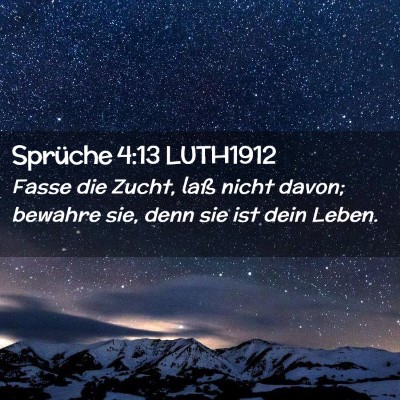 Picture 02 - Sprüche 4:13 LUTH1912 - Fasse die Zucht, laß nicht davon; bewahre sie, - Bible Verse Picture