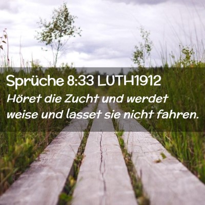 Picture 02 - Sprüche 8:33 LUTH1912 - Höret die Zucht und werdet weise und lasset sie - Bible Verse Picture