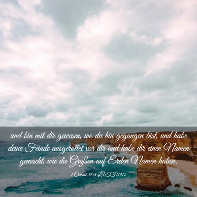 Picture 03 - 1 Chronik 17:8 LUTH1912 - und bin mit dir gewesen, wo du hin gegangen bist, - Bible Verse Picture