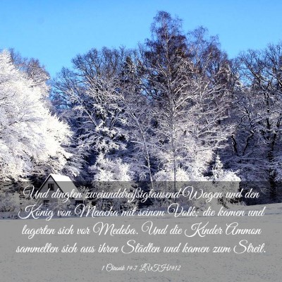 Picture 03 - 1 Chronik 19:7 LUTH1912 - Und dingten zweiunddreißigtausend Wagen und den - Bible Verse Picture