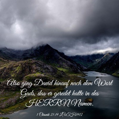 Picture 03 - 1 Chronik 21:19 LUTH1912 - Also ging David hinauf nach dem Wort Gads, das er - Bible Verse Picture