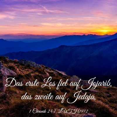 Picture 03 - 1 Chronik 24:7 LUTH1912 - Das erste Los fiel auf Jojarib, das zweite auf - Bible Verse Picture