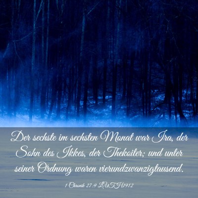 Picture 03 - 1 Chronik 27:9 LUTH1912 - Der sechste im sechsten Monat war Ira, der Sohn - Bible Verse Picture