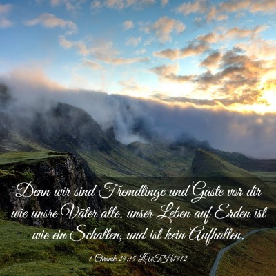 Picture 03 - 1 Chronik 29:15 LUTH1912 - Denn wir sind Fremdlinge und Gäste vor dir wie - Bible Verse Picture