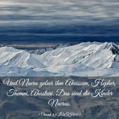 Picture 03 - 1 Chronik 4:6 LUTH1912 - Und Naera gebar ihm Ahussam, Hepher, Themni, - Bible Verse Picture