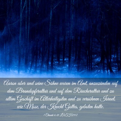 Picture 03 - 1 Chronik 6:49 LUTH1912 - Aaron aber und seine Söhne waren im Amt, - Bible Verse Picture