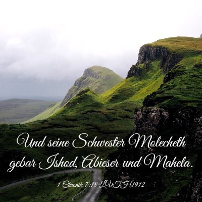 Picture 03 - 1 Chronik 7:18 LUTH1912 - Und seine Schwester Molecheth gebar Ishod, - Bible Verse Picture