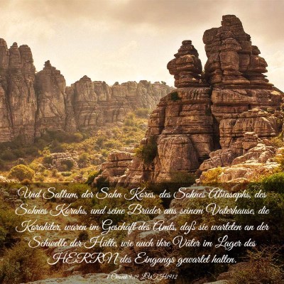Picture 03 - 1 Chronik 9:19 LUTH1912 - Und Sallum, der Sohn Kores, des Sohnes Abiasaphs, - Bible Verse Picture