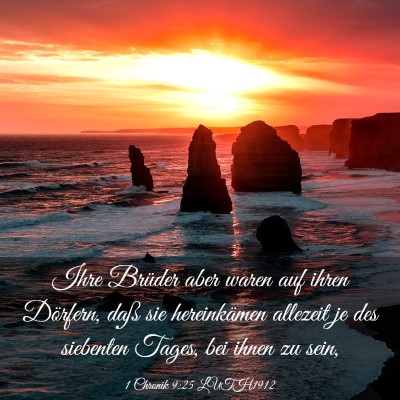 Picture 03 - 1 Chronik 9:25 LUTH1912 - Ihre Brüder aber waren auf ihren Dörfern, daß - Bible Verse Picture