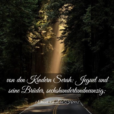 Picture 03 - 1 Chronik 9:6 LUTH1912 - von den Kindern Serah: Jeguel und seine Brüder, - Bible Verse Picture