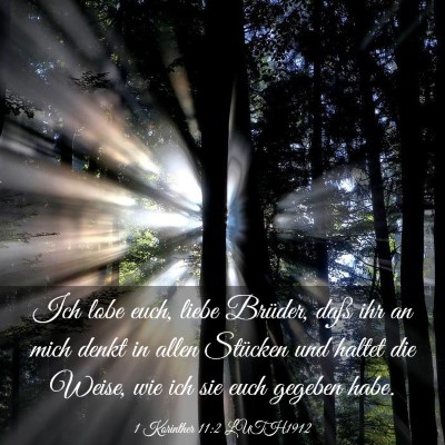 Picture 03 - 1 Korinther 11:2 LUTH1912 - Ich lobe euch, liebe Brüder, daß ihr an mich - Bible Verse Picture
