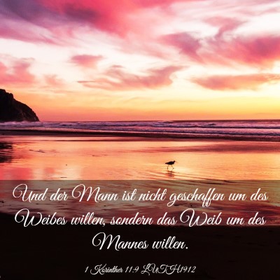 Picture 03 - 1 Korinther 11:9 LUTH1912 - Und der Mann ist nicht geschaffen um des Weibes - Bible Verse Picture